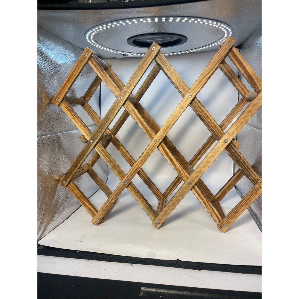 Vintage Wooden Folding Accordion Wine Rack 8 10 Bottles Heavy‎ Weight Wood